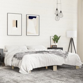Sonoma oak metal engineered wood bed frame 160x200 cm by vidaXL, Beds and slatted bases - Ref: Foro24-3280228, Price: 126,48 ...