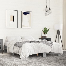 Sonoma gray metal engineered wood bed frame 150x200 cm by vidaXL, Beds and slatted bases - Ref: Foro24-3280235, Price: 126,32...