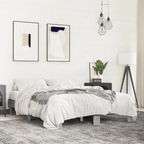 Sonoma gray metal engineered wood bed frame 150x200 cm by vidaXL, Beds and slatted bases - Ref: Foro24-3280235, Price: 124,78...