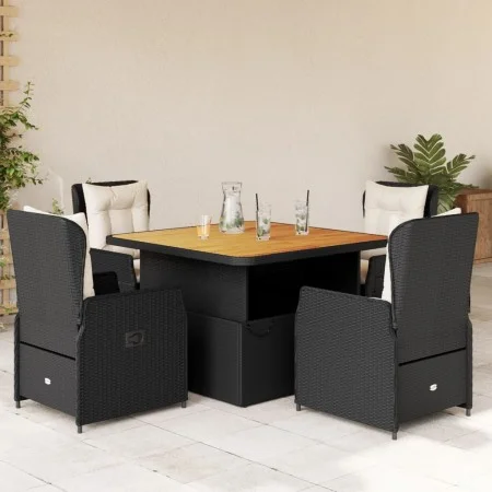 Set de muebles jardín 5 pzas con cojines ratán sintético negro by vidaXL, Garden sets - Ref: Foro24-3262767, Price: 582,03 €,...