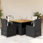 Set de muebles jardín 5 pzas con cojines ratán sintético negro by vidaXL, Garden sets - Ref: Foro24-3262767, Price: 582,03 €,...