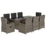 Garten-Essgruppe, 9-teilig, mit grauen Polstern aus synthetischem Rattan. von vidaXL, Gartensets - Ref: Foro24-3262784, Preis...