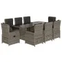 Set comedor jardín 9 pzas y cojines ratán sintético gris de vidaXL, Conjuntos de jardín - Ref: Foro24-3262784, Precio: 1,00 €...