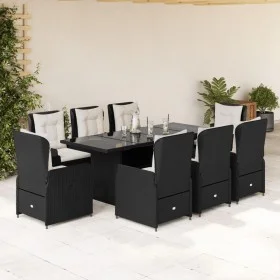 Garten-Essgruppe 9-teilig mit schwarzen Polstern aus synthetischem Rattan von vidaXL, Gartensets - Ref: Foro24-3262778, Preis...