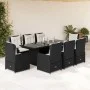 Garten-Essgruppe 9-teilig mit schwarzen Polstern aus synthetischem Rattan von vidaXL, Gartensets - Ref: Foro24-3262778, Preis...
