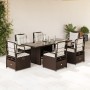 Set comedor de jardín 7 pzas con cojines ratán sintético marrón by vidaXL, Garden sets - Ref: Foro24-3262926, Price: 743,84 €...