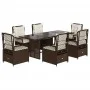 Set comedor de jardín 7 pzas con cojines ratán sintético marrón de vidaXL, Conjuntos de jardín - Ref: Foro24-3262926, Precio:...