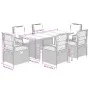 Set comedor de jardín 7 pzas con cojines ratán sintético marrón de vidaXL, Conjuntos de jardín - Ref: Foro24-3262926, Precio:...