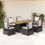Set de comedor de jardín 7 pzas y cojines ratán sintético negro by vidaXL, Garden sets - Ref: Foro24-3262924, Price: 741,35 €...