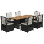 Set de comedor de jardín 7 pzas y cojines ratán sintético negro by vidaXL, Garden sets - Ref: Foro24-3262924, Price: 741,35 €...