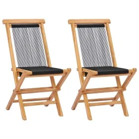 Klappbare Gartenstühle, 2 Stück, massives Teakholz und Seil von vidaXL, Gartenstühle - Ref: Foro24-49363, Preis: 171,19 €, Ra...