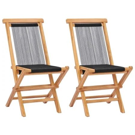 Folding garden chairs 2 pcs solid teak wood and rope by vidaXL, Garden chairs - Ref: Foro24-49363, Price: 172,09 €, Discount: %
