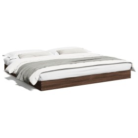 Oak brown engineered wood bed frame 200x200 cm by vidaXL, Beds and slatted bases - Ref: Foro24-841999, Price: 99,24 €, Discou...
