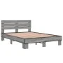 Sonoma gray metal engineered wood bed frame 135x190 cm by vidaXL, Beds and slatted bases - Ref: Foro24-3280165, Price: 141,98...