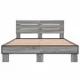 Sonoma gray metal engineered wood bed frame 135x190 cm by vidaXL, Beds and slatted bases - Ref: Foro24-3280165, Price: 141,98...