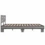 Sonoma gray metal engineered wood bed frame 135x190 cm by vidaXL, Beds and slatted bases - Ref: Foro24-3280165, Price: 141,98...