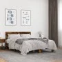 Engineered wood bed frame metal smoked oak 135x190cm by vidaXL, Beds and slatted bases - Ref: Foro24-3280209, Price: 142,77 €...