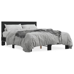 Estructura de cama madera de ingeniería y metal negro 140x200cm de vidaXL, Camas y somieres - Ref: Foro24-3280192, Precio: 14...