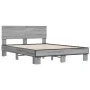 Sonoma gray metal engineered wood bed frame 120x200 cm by vidaXL, Beds and slatted bases - Ref: Foro24-3280200, Price: 143,75...