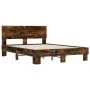 Engineered wood bed frame metal smoked oak 140x190cm by vidaXL, Beds and slatted bases - Ref: Foro24-3280214, Price: 139,54 €...