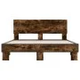 Engineered wood bed frame metal smoked oak 140x190cm by vidaXL, Beds and slatted bases - Ref: Foro24-3280214, Price: 139,54 €...