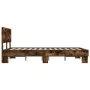 Engineered wood bed frame metal smoked oak 140x190cm by vidaXL, Beds and slatted bases - Ref: Foro24-3280214, Price: 139,54 €...