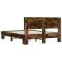Engineered wood bed frame metal smoked oak 140x190cm by vidaXL, Beds and slatted bases - Ref: Foro24-3280214, Price: 139,54 €...