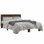 Engineered wood bed frame metal smoked oak 120x190cm by vidaXL, Beds and slatted bases - Ref: Foro24-3280159, Price: 133,38 €...