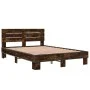 Engineered wood bed frame metal smoked oak 120x190cm by vidaXL, Beds and slatted bases - Ref: Foro24-3280159, Price: 133,38 €...