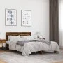 Engineered wood bed frame metal smoked oak 120x190cm by vidaXL, Beds and slatted bases - Ref: Foro24-3280159, Price: 133,38 €...