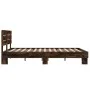 Engineered wood bed frame metal smoked oak 120x190cm by vidaXL, Beds and slatted bases - Ref: Foro24-3280159, Price: 133,38 €...