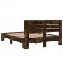 Engineered wood bed frame metal smoked oak 120x190cm by vidaXL, Beds and slatted bases - Ref: Foro24-3280159, Price: 133,38 €...