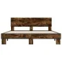 Engineered wood bed frame metal smoked oak 160x200cm by vidaXL, Beds and slatted bases - Ref: Foro24-3280184, Price: 148,95 €...