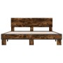 Estructura cama madera ingeniería metal roble ahumado 160x200cm de vidaXL, Camas y somieres - Ref: Foro24-3280184, Precio: 14...
