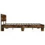 Engineered wood bed frame metal smoked oak 160x200cm by vidaXL, Beds and slatted bases - Ref: Foro24-3280184, Price: 148,95 €...