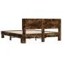 Engineered wood bed frame metal smoked oak 160x200cm by vidaXL, Beds and slatted bases - Ref: Foro24-3280184, Price: 148,95 €...