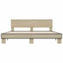 Engineered wood metal bed frame Sonoma oak 180x200 cm by vidaXL, Beds and slatted bases - Ref: Foro24-3280178, Price: 155,21 ...