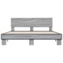 Sonoma-graues Metall-Holzwerkstoff-Bettgestell, 150 x 200 cm von vidaXL, Betten und Lattenroste - Ref: Foro24-3280190, Preis:...