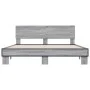 Sonoma gray metal engineered wood bed frame 150x200 cm by vidaXL, Beds and slatted bases - Ref: Foro24-3280190, Price: 149,21...