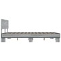 Sonoma-graues Metall-Holzwerkstoff-Bettgestell, 150 x 200 cm von vidaXL, Betten und Lattenroste - Ref: Foro24-3280190, Preis:...
