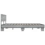 Sonoma gray metal engineered wood bed frame 150x200 cm by vidaXL, Beds and slatted bases - Ref: Foro24-3280190, Price: 149,21...