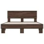 Engineered wood bed frame oak brown metal 140x190 cm by vidaXL, Beds and slatted bases - Ref: Foro24-3280216, Price: 144,12 €...