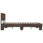 Engineered wood bed frame oak brown metal 140x190 cm by vidaXL, Beds and slatted bases - Ref: Foro24-3280216, Price: 144,12 €...