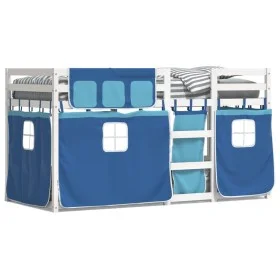 Bunk bed with curtains solid blue pine wood 90x200 cm by vidaXL, Beds and slatted bases - Ref: Foro24-3283896, Price: 257,81 ...