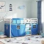 Litera con cortinas madera maciza de pino azul 90x200 cm de vidaXL, Camas y somieres - Ref: Foro24-3283932, Precio: 187,10 €,...