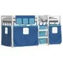 Litera con cortinas madera maciza de pino azul 90x200 cm de vidaXL, Camas y somieres - Ref: Foro24-3283932, Precio: 187,10 €,...