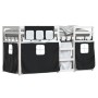 Bunk bed with curtains solid black and white pine wood 75x190 cm by vidaXL, Beds and slatted bases - Ref: Foro24-3283913, Pri...