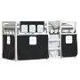 Bunk bed with curtains solid black and white pine wood 75x190 cm by vidaXL, Beds and slatted bases - Ref: Foro24-3283913, Pri...