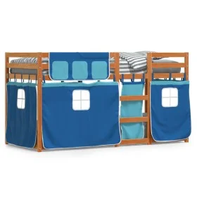 Bunk bed with curtains solid blue pine wood 75x190 cm by vidaXL, Beds and slatted bases - Ref: Foro24-3283926, Price: 181,21 ...