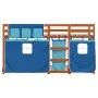 Bunk bed with curtains solid blue pine wood 75x190 cm by vidaXL, Beds and slatted bases - Ref: Foro24-3283926, Price: 181,21 ...